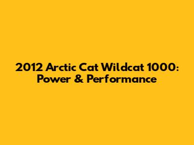 2012 Arctic Cat Wildcat 1000: Power & Performance