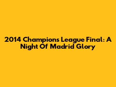 2014 Champions League Final: A Night Of Madrid Glory