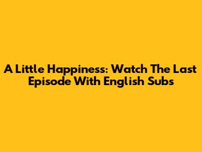 A Little Happiness: Watch The Last Episode With English Subs