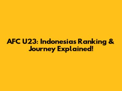 AFC U23: Indonesia's Ranking & Journey Explained!