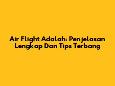 Air Flight Adalah: Penjelasan Lengkap Dan Tips Terbang
