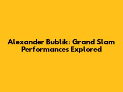 Alexander Bublik: Grand Slam Performances Explored
