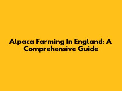 Alpaca Farming In England: A Comprehensive Guide