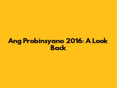Ang Probinsyano 2016: A Look Back