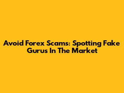 Avoid Forex Scams: Spotting Fake Gurus In The Market