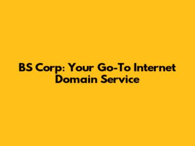 BS Corp: Your Go-To Internet Domain Service