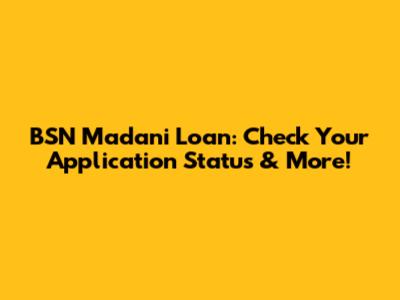 BSN Madani Loan: Check Your Application Status & More!