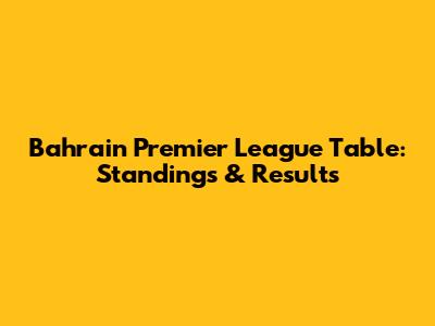 Bahrain Premier League Table: Standings & Results