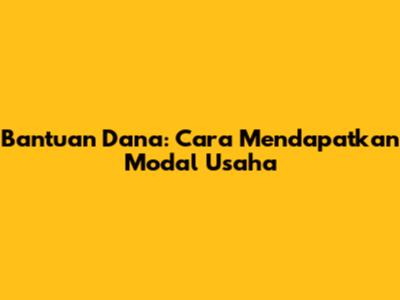Bantuan Dana: Cara Mendapatkan Modal Usaha
