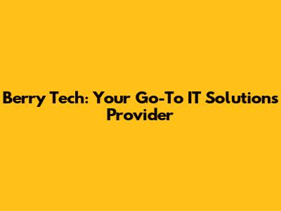 Berry Tech: Your Go-To IT Solutions Provider