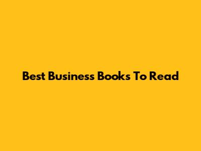 Best Business Books To Read