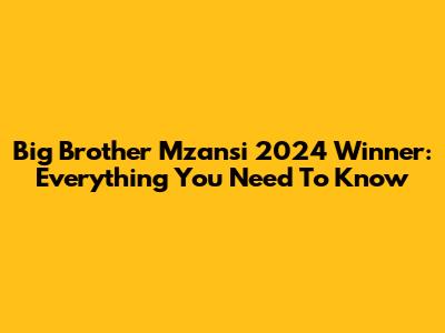 Big Brother Mzansi 2024 Winner: Everything You Need To Know