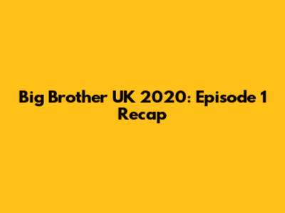 Big Brother UK 2020: Episode 1 Recap