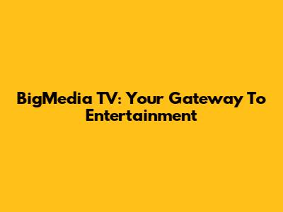 BigMedia TV: Your Gateway To Entertainment