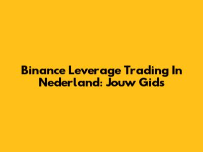 Binance Leverage Trading In Nederland: Jouw Gids