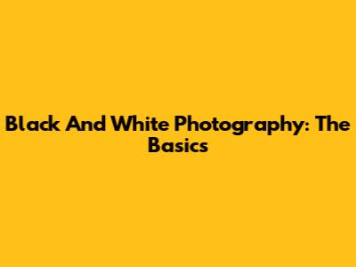 Black And White Photography: The Basics