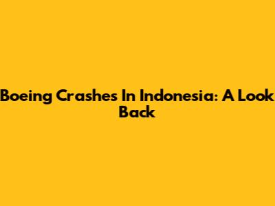 Boeing Crashes In Indonesia: A Look Back