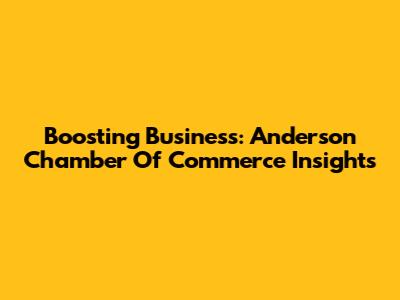 Boosting Business: Anderson Chamber Of Commerce Insights