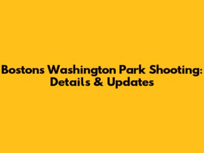 Boston's Washington Park Shooting: Details & Updates