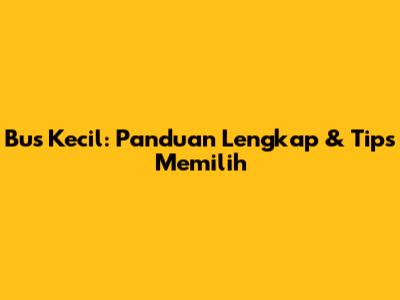 Bus Kecil: Panduan Lengkap & Tips Memilih
