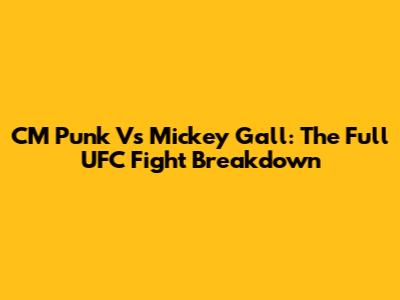 CM Punk Vs Mickey Gall: The Full UFC Fight Breakdown