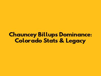 Chauncey Billups' Dominance: Colorado Stats & Legacy