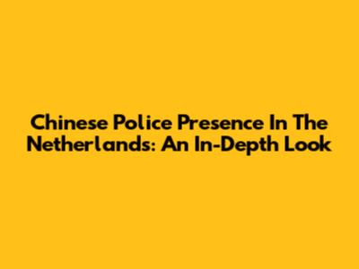 Chinese Police Presence In The Netherlands: An In-Depth Look