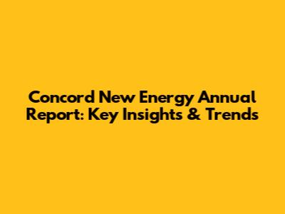 Concord New Energy Annual Report: Key Insights & Trends