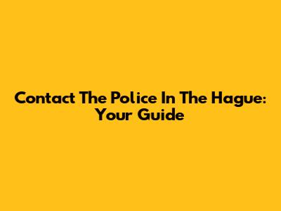 Contact The Police In The Hague: Your Guide