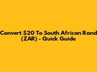 Convert $20 To South African Rand (ZAR) - Quick Guide