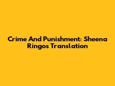 Crime And Punishment: Sheena Ringo's Translation