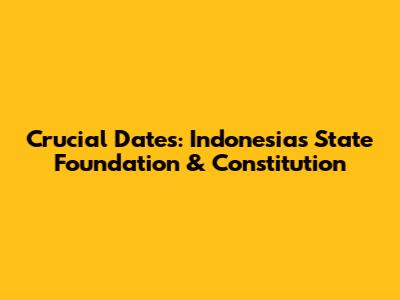 Crucial Dates: Indonesia's State Foundation & Constitution