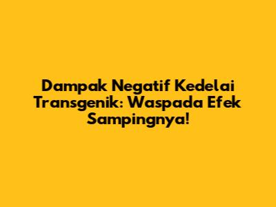 Dampak Negatif Kedelai Transgenik: Waspada Efek Sampingnya!