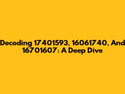 Decoding 17401593, 16061740, And 16701607: A Deep Dive