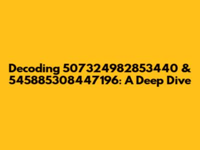 Decoding 507324982853440 & 545885308447196: A Deep Dive