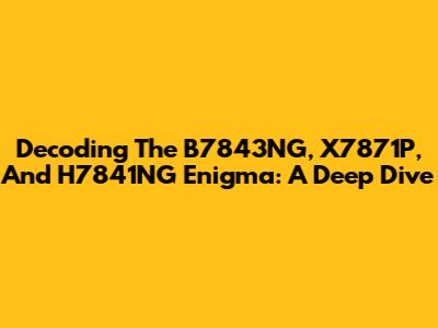 Decoding The B7843NG, X7871P, And H7841NG Enigma: A Deep Dive