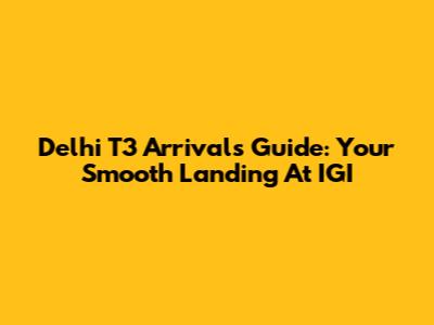 Delhi T3 Arrivals Guide: Your Smooth Landing At IGI