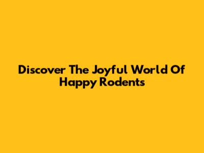 Discover The Joyful World Of Happy Rodents