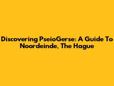 Discovering PseioGerse: A Guide To Noordeinde, The Hague