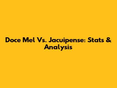 Doce Mel Vs. Jacuipense: Stats & Analysis
