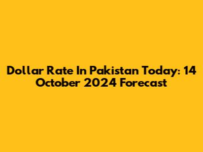 Dollar Rate In Pakistan Today: 14 October 2024 Forecast