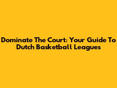 Dominate The Court: Your Guide To Dutch Basketball Leagues