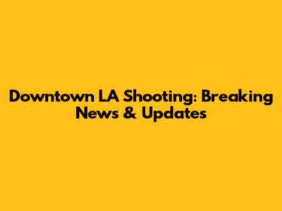 Downtown LA Shooting: Breaking News & Updates