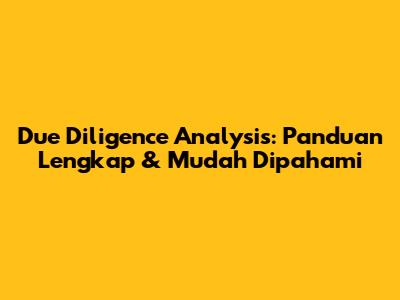 Due Diligence Analysis: Panduan Lengkap & Mudah Dipahami