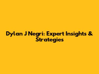 Dylan J Negri: Expert Insights & Strategies