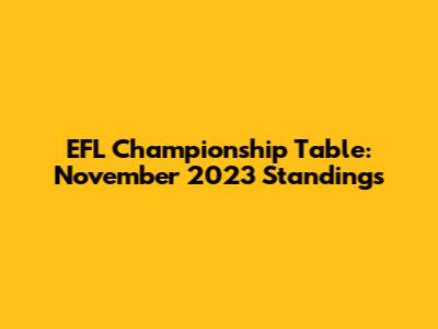 EFL Championship Table: November 2023 Standings