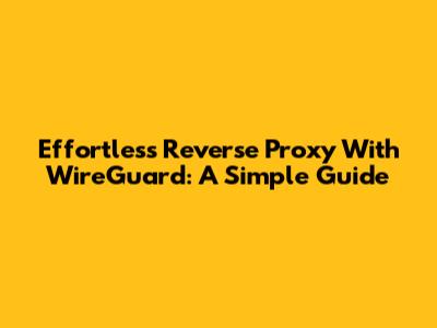 Effortless Reverse Proxy With WireGuard: A Simple Guide
