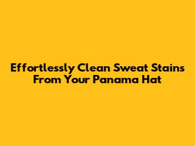 Effortlessly Clean Sweat Stains From Your Panama Hat