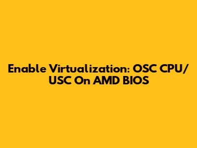 Enable Virtualization: OSC CPU/USC On AMD BIOS