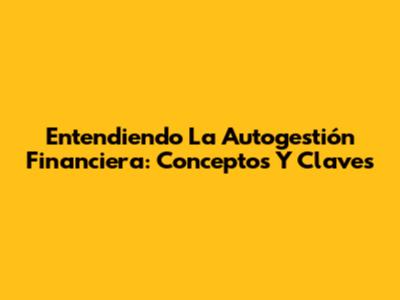 Entendiendo La Autogestión Financiera: Conceptos Y Claves